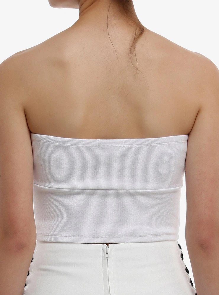 Sweet Society® Black Bow White Rib Tube Top