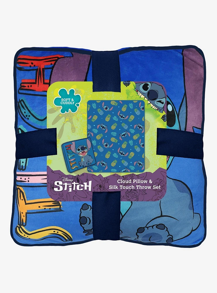 Disney Lilo And Stitch Cool Stitch Silk Touch Throw With Cloud Pillow
