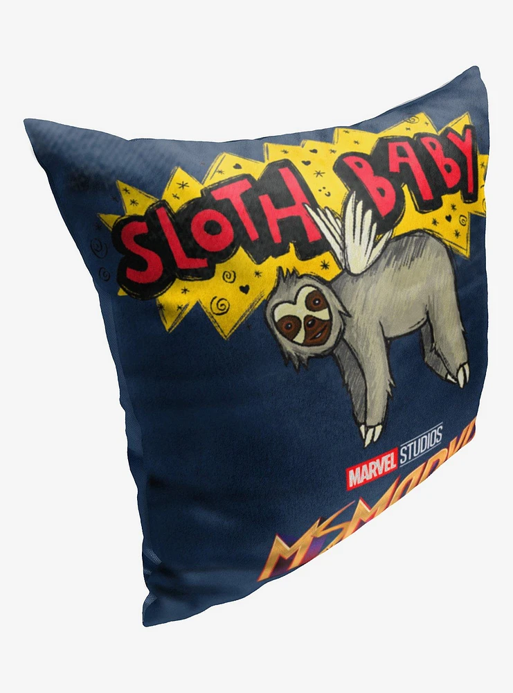 Marvel Ms Marvel Sloth Baby Printed Throw Pillow