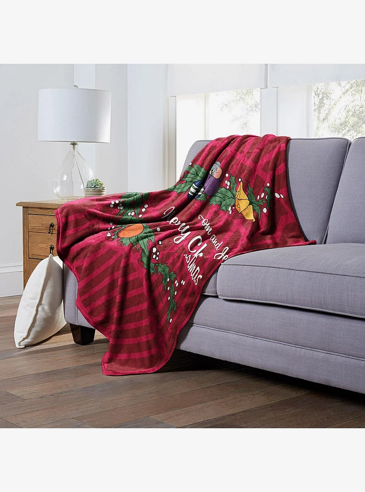 Tom And Jerry Merry Christmas Silk Touch Throw