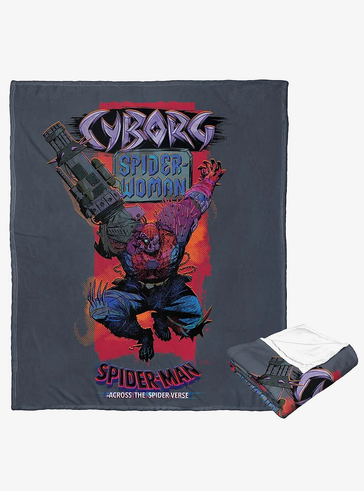 Marvel Spider-Man Across The Spiderverse Cyborg Spider Woman Silk Touch Throw Blanket