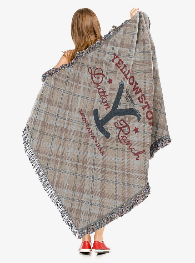 Yellowstone Bozeman Plaid Tapestry Throw