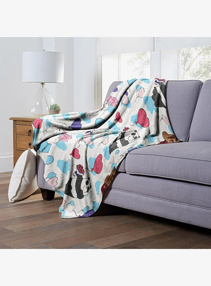 We Bare Bears Bears And Balloons Silk Touch Throw