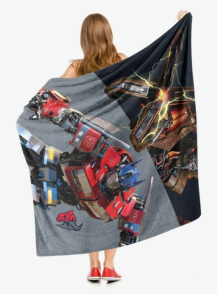 Transformers: Rise Of The Beasts Scourge Versus Optimus Prime Silk Touch Throw