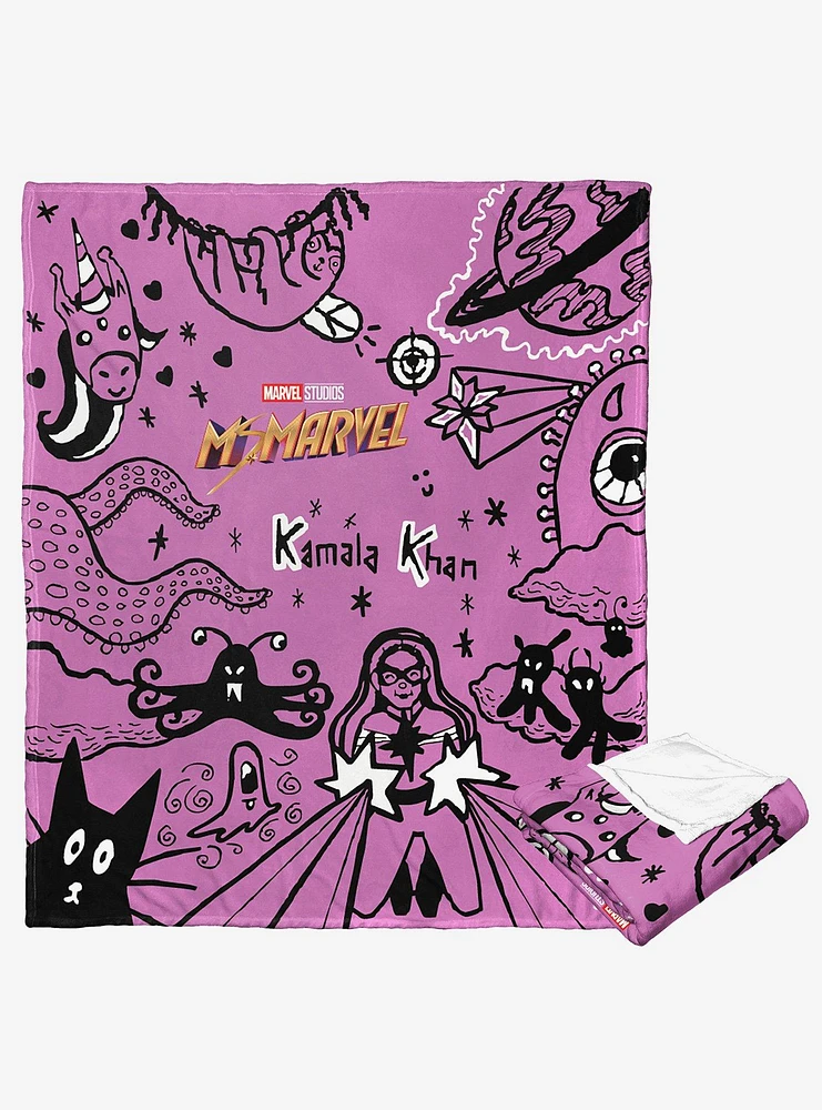 Marvel Ms Marvel Kamala's Doodles Silk Touch Throw Blanket
