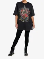 Floral Rib Cage Girls Oversized T-Shirt