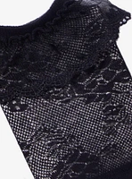 Black Rose Ruffle Crew Socks