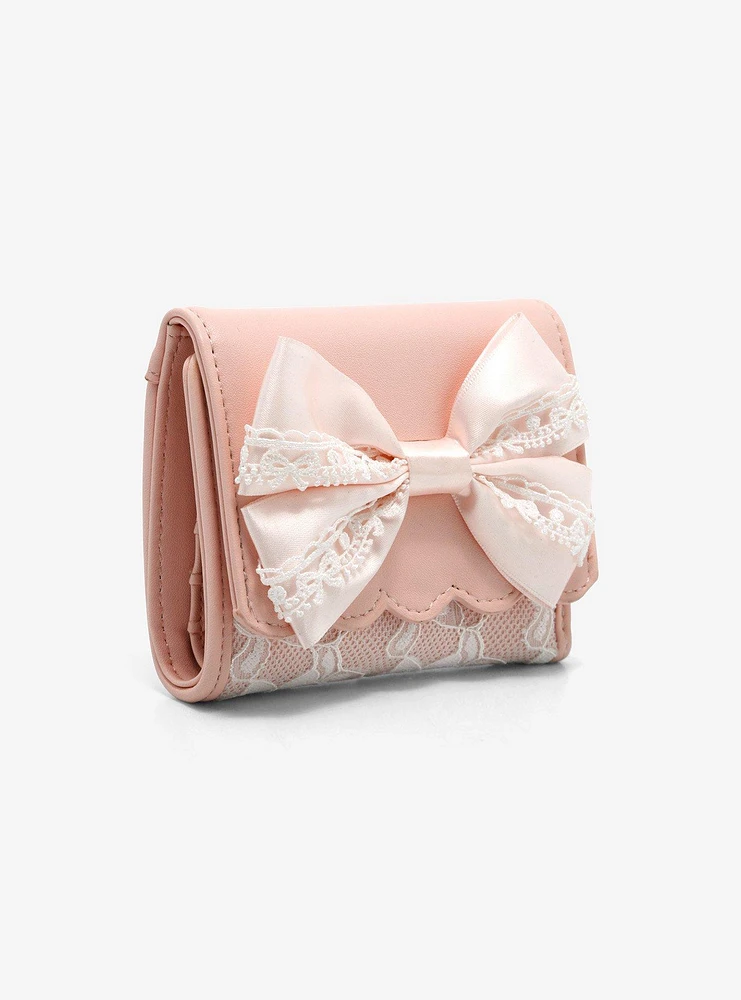 Pink Lace Bow Mini Wallet