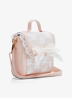 Pink Lace Bow Crossbody Bag