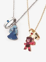 Steven Universe Ruby & Sapphire Best Friend Pendant Necklace Set