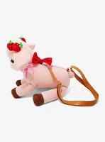 Pastel Pink Strawberry Lamb Plush Crossbody Bag