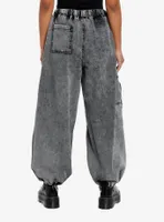 Grey Acid Wash Baggy Jogger Pants