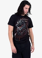 Spiral Dragon Shards Front Print T-Shirt Black