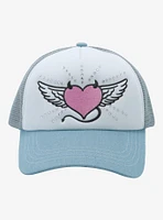 Winged Devil Heart Rhinestone Trucker Hat