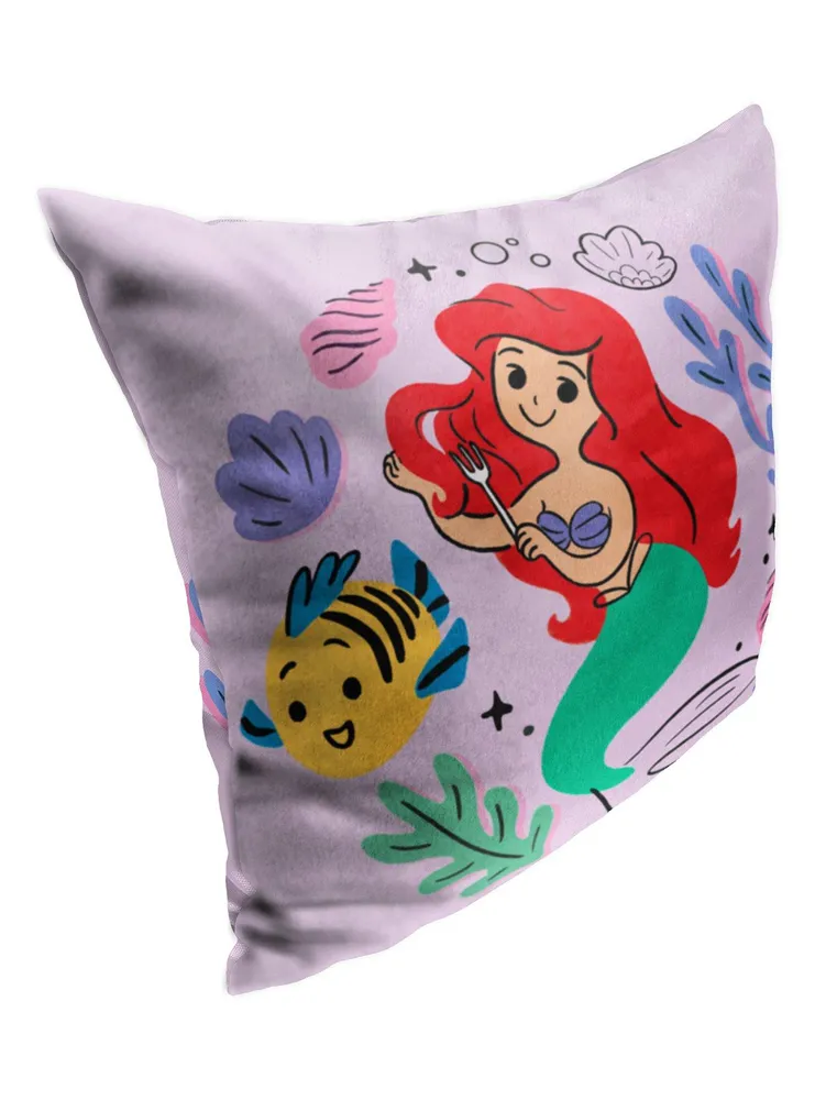 Disney The Little Mermaid Classic Doodle Ariel Printed Throw Pillow