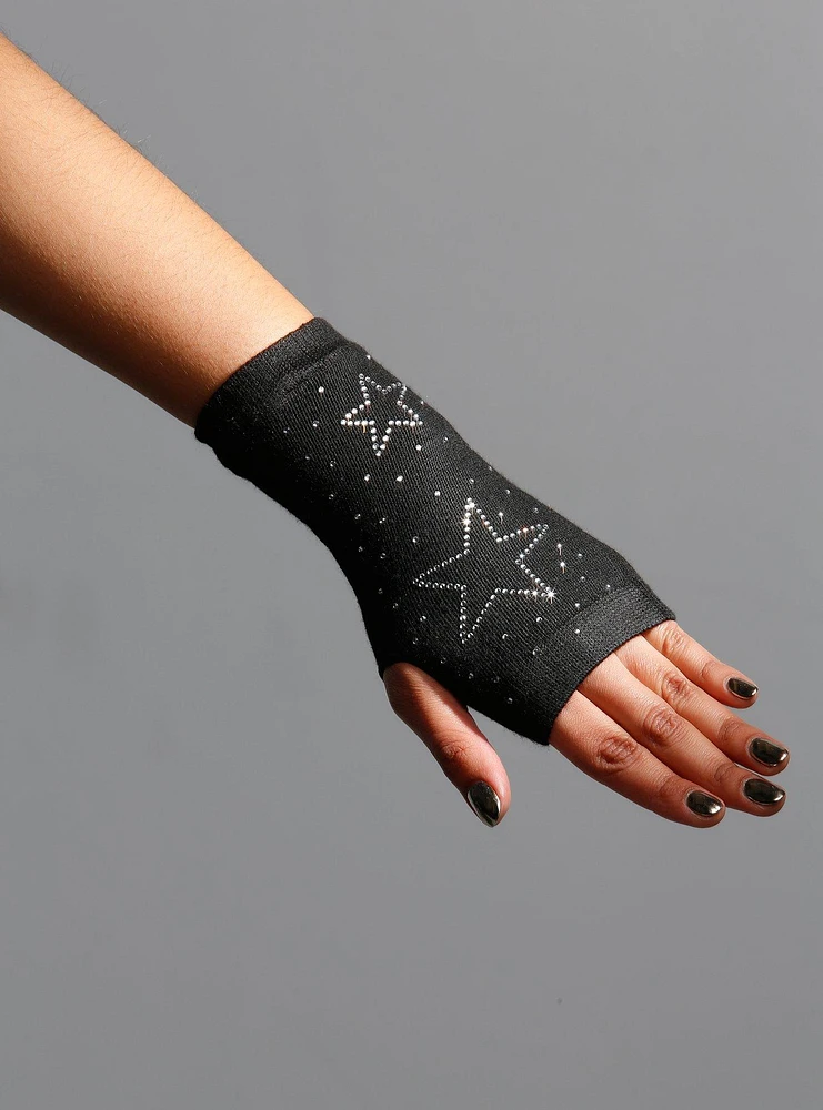 Rhinestone Star Fingerless Gloves