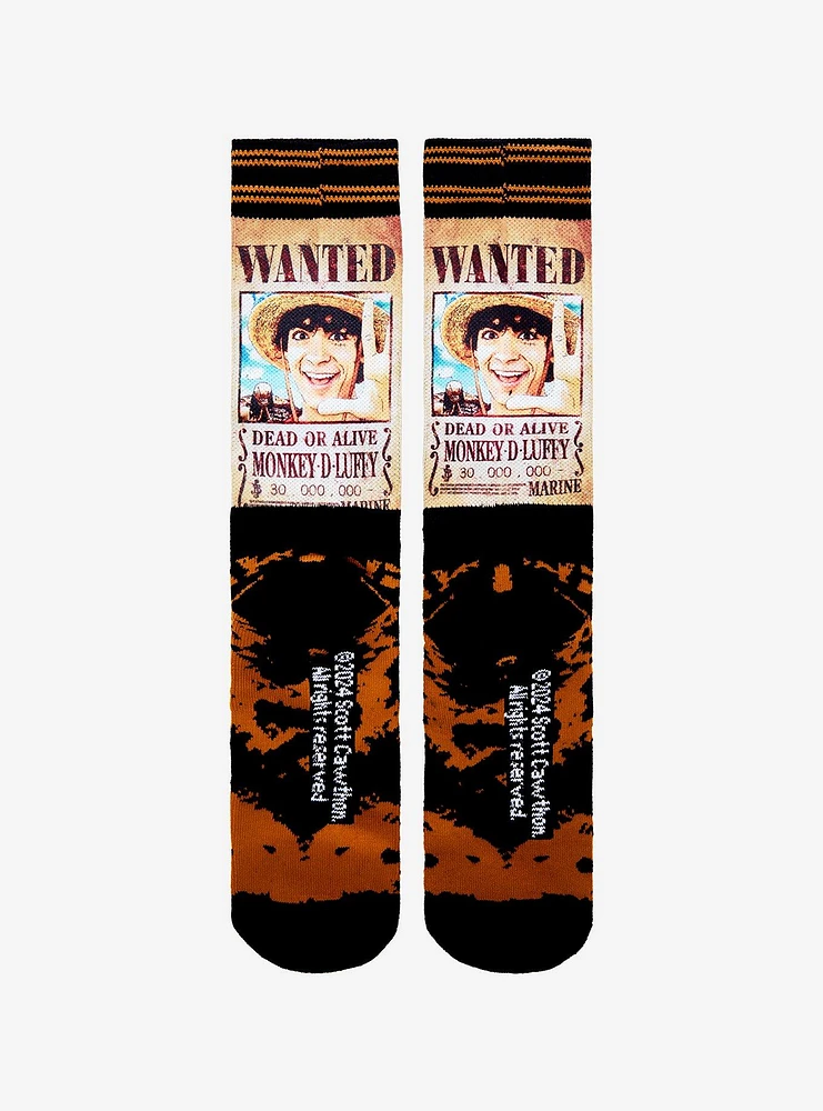 One Piece Luffy Live Action Wanted Poster Crew Socks