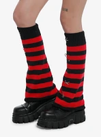 Black & Red Stripe Safety Pin Flared Leg Warmers