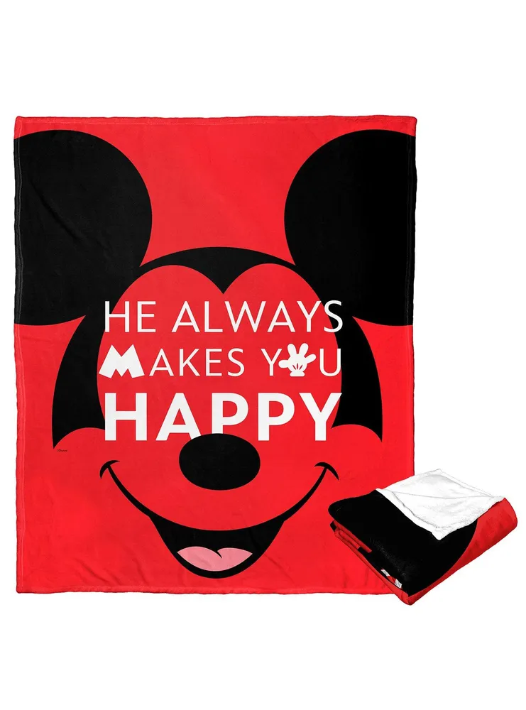 Disney100 Mickey Mouse He Makes You Happy Silk Touch Throw