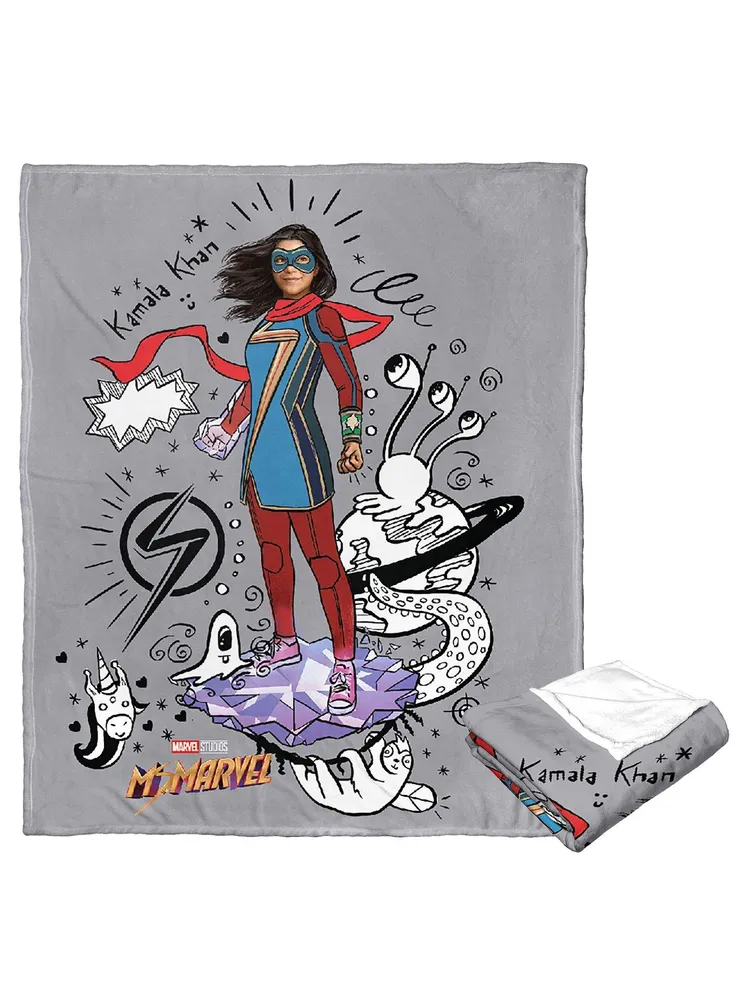 Marvel Ms Marvel Doodle World Silk Touch Throw Blanket