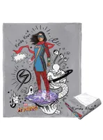 Marvel Ms Marvel Doodle World Silk Touch Throw Blanket