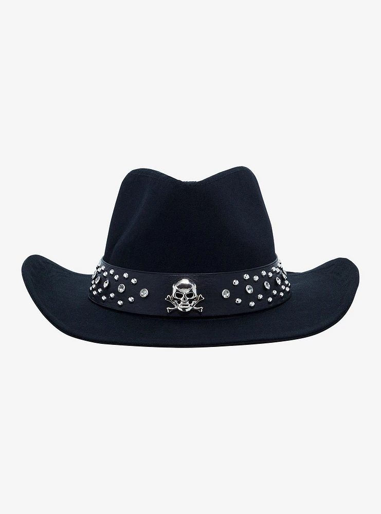 Black Skull & Rhinestone Cowboy Hat