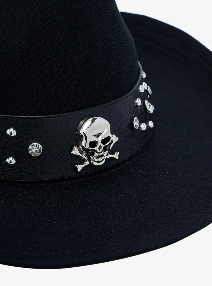 Black Skull & Rhinestone Cowboy Hat