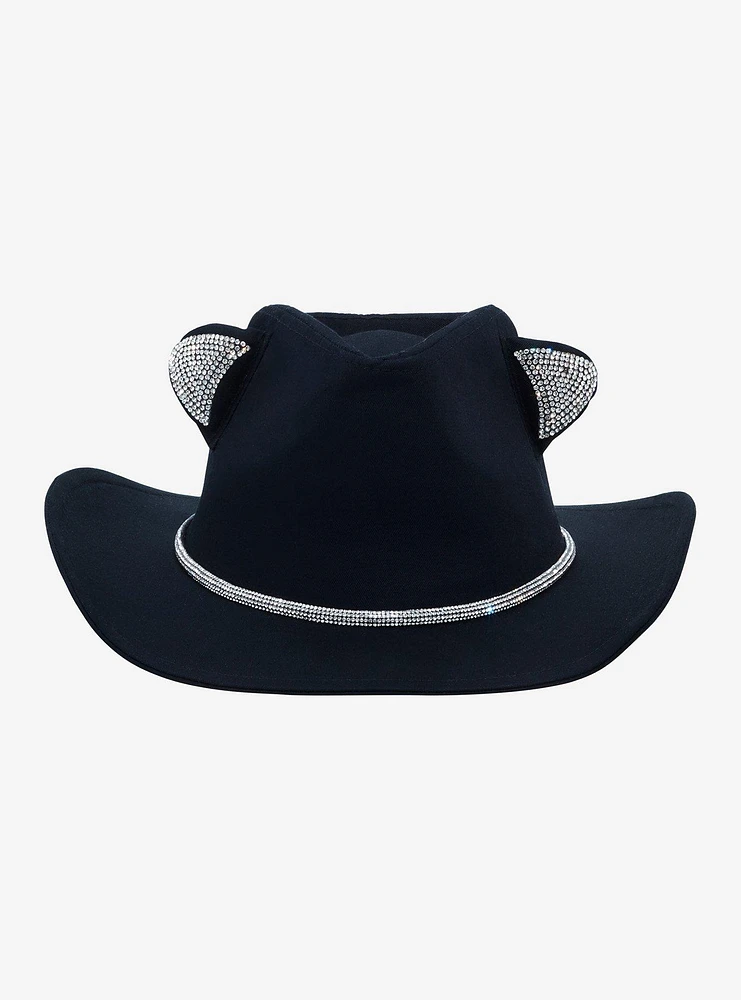 Black Sparkle Cat Ears Cowboy Hat