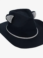 Black Sparkle Cat Ears Cowboy Hat