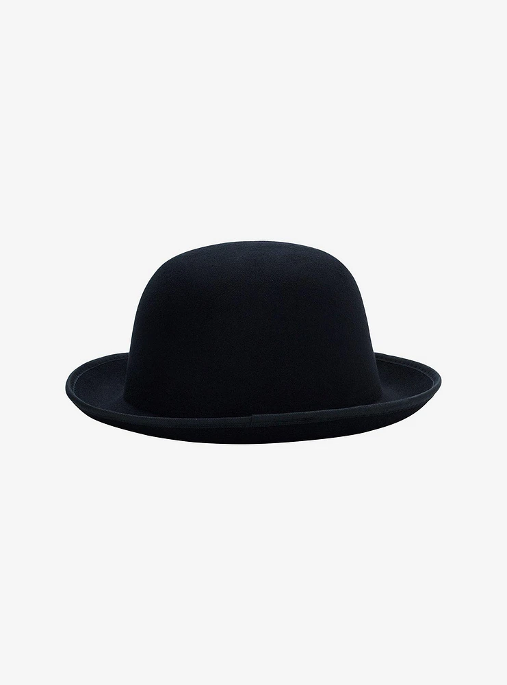 Black With White Rose Bowler Hat