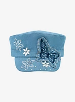 Butterfly Flower Rhinestone Cadet Cap