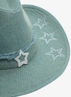 Light Blue Denim Star Bling Cowboy Hat