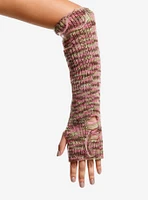 Pink Brown & Green Destructed Knit Arm Warmers