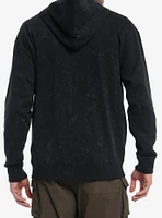 Grey Spiral Skull Mineral Wash Hoodie