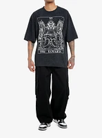 Lovers Tarot Card Mineral Wash Oversized T-Shirt