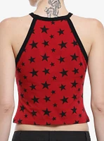 Social Collision Red & Black Star Fishnet Girls Tank Top