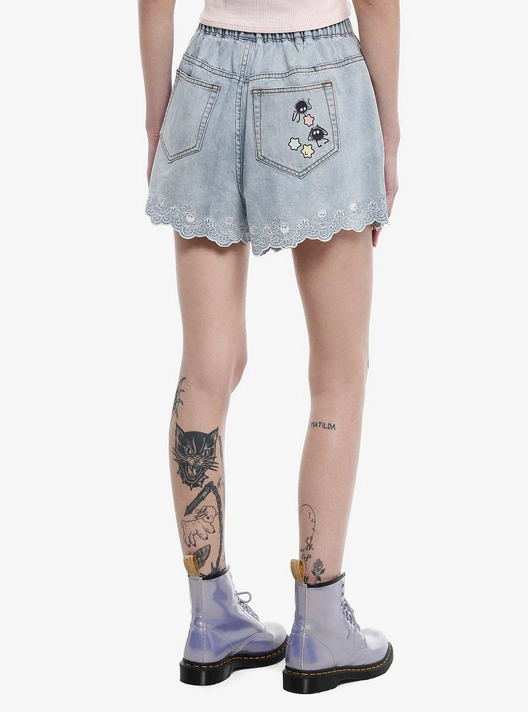 Her Universe Studio Ghibli® Spirited Away Soot Sprites Lace Eyelet Denim Shorts