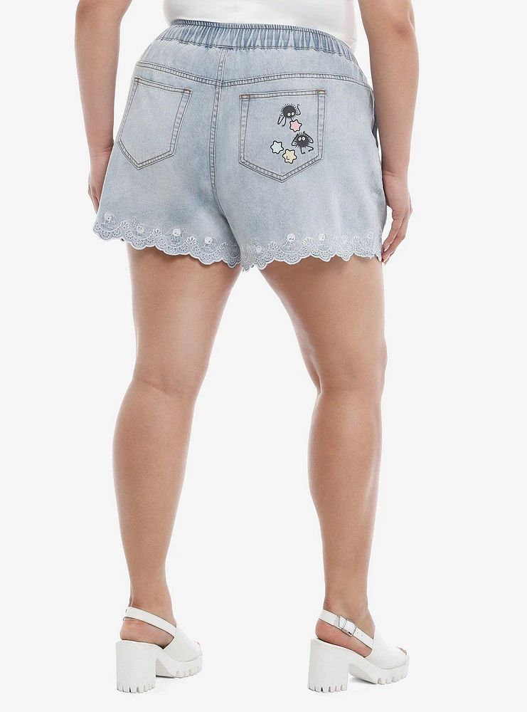 Her Universe Studio Ghibli® Spirited Away Soot Sprites Lace Eyelet Denim Shorts Plus