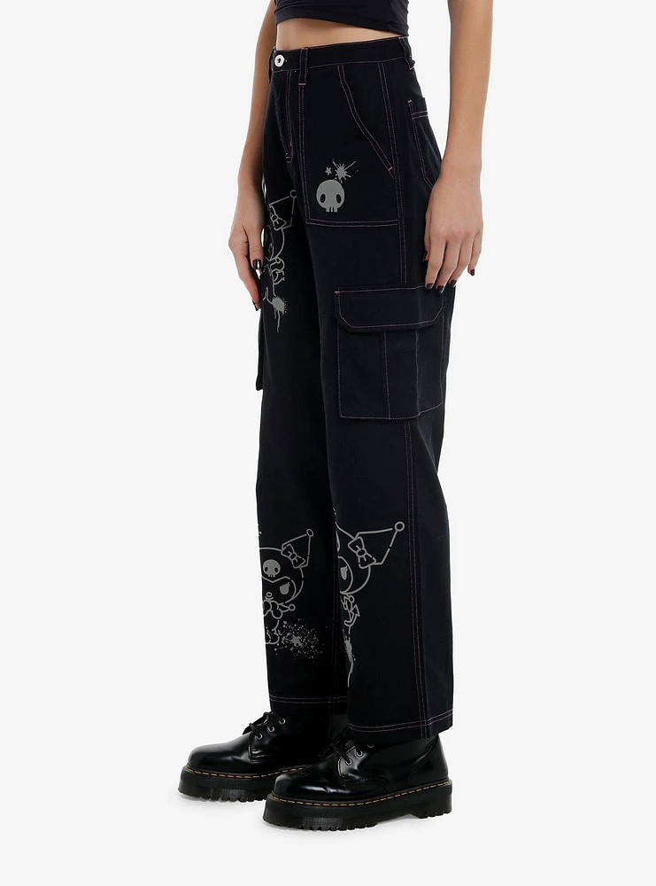 Kuromi Pink Stitch Cargo Pants