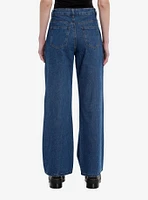 Indigo Destructed Fishnet Wide Leg Denim Pants