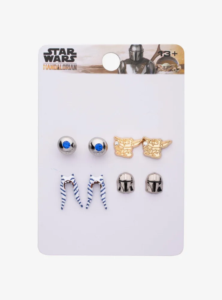Star Wars The Mandalorian Stud 4 pc Earrings Set
