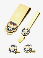 Marvel Captain Marvel Cufflinks Tie Bar and Money Clip Set