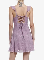Lilac Lace Lace-up Cami Dress