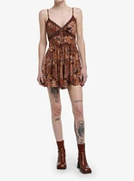 Brown & Gold Paisley Patchwork Slip Romper