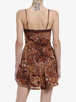 Brown & Gold Paisley Patchwork Slip Romper