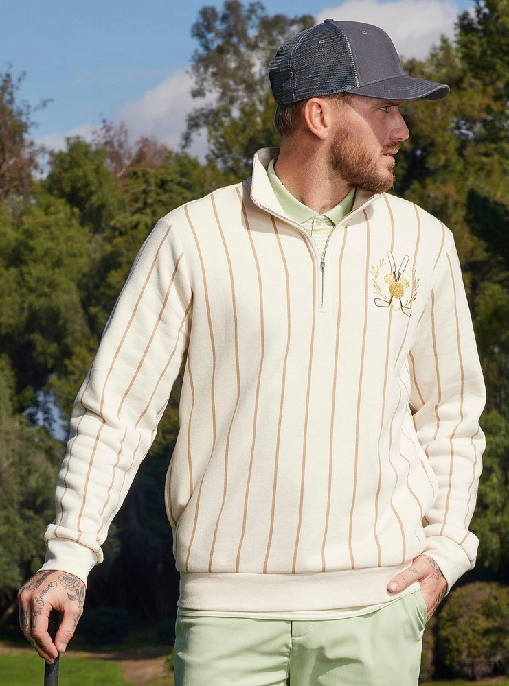 Disney Mickey Mouse Golf Striped Quarter-Zip Sweatshirt - BoxLunch Exclusive