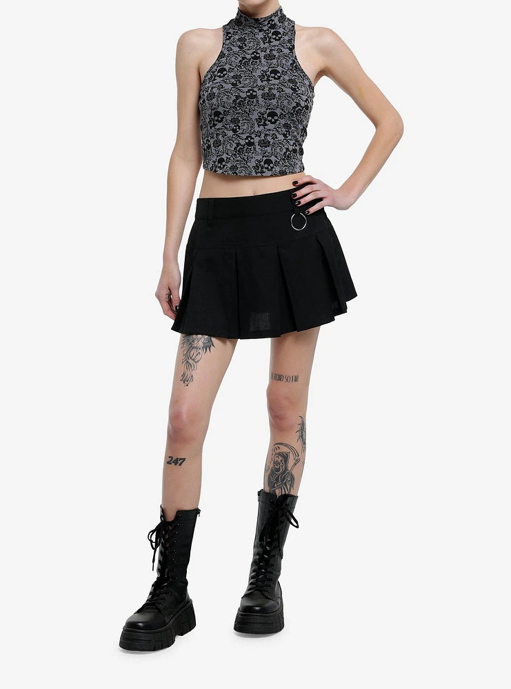 Social Collision Skull Filigree Girls Mock Neck Tank Top