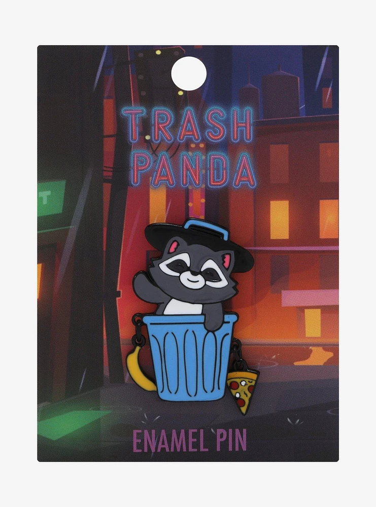 Raccoon Snacks Trash Can Enamel Pin