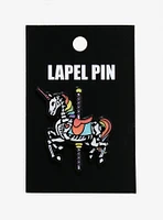 Skeleton Unicorn Carousel Enamel Pin