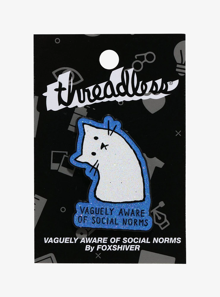 Cat Social Norms Glitter Enamel Pin